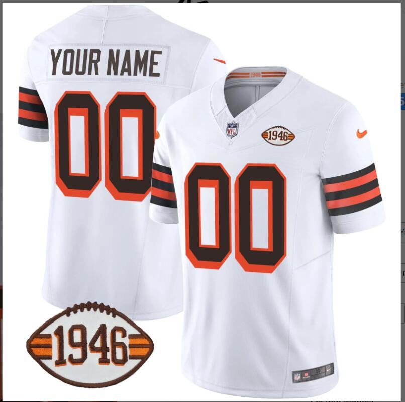 Men 2024 Nike NFL Cleveland Browns  1946 75th Anniversary Patch Custom Jersey->customized nfl jersey->Custom Jersey